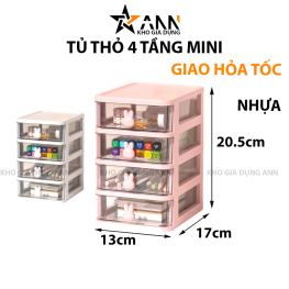 Tủ Nhựa Để Bàn Mini 4 Tầng Có Tay Cầm Thỏ - TN4TMN
