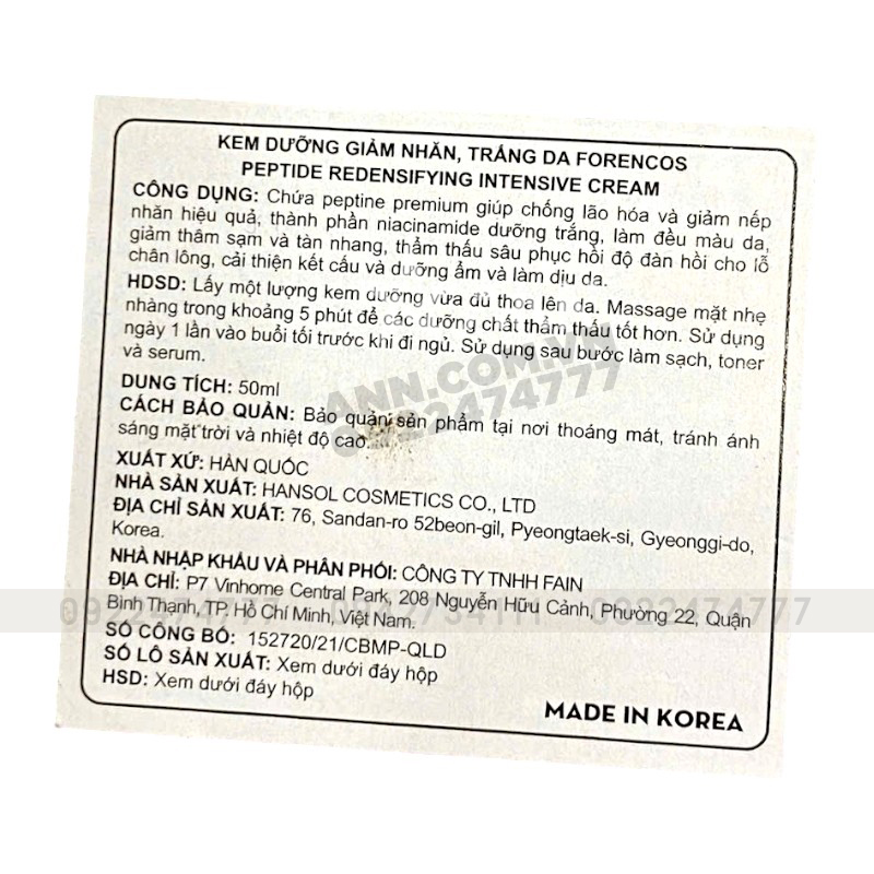 25249_kem-duong-forencos-tim-tem-photoroom_20240924180752-5.jpg Kem Dưỡng Forencos Màu Tím Peptide Redensifying Intensive Cream 50ml - 8809058916309