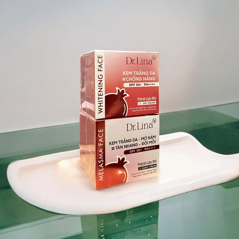 25355_z5889526309446-9da727ca67ee0dbc517e453a226f44ef-photoroom_20241002171027-2.jpg Combo Kem Face Dưỡng Trắng Da Mặt Dr.Lina Lựu Đỏ Ngày Đêm 25g Hỗ Trợ Trắng Da Mờ Nám - CBKFLD