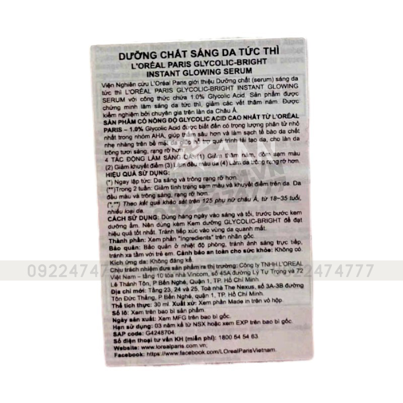 25388_serum-loreal-hong-tem-photoroom_20241007152630-4.jpg Serum Dưỡng Sáng Da Tức Thì Loreal Paris Glycolic-Bright Instant Glowing Serum 30ml - 8994993016587