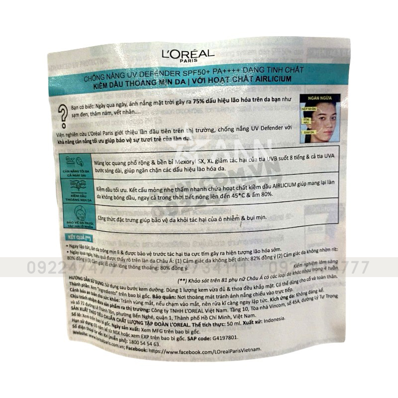 25393_kcn-matte-loreal-tem-photoroom_20241008103733-4.jpg Kem Chống Nắng Loreal Paris Kiềm Dầu Thoáng Mịn Da Matte & Fresh With Airlicium SPF50+ PA++++ 50ml - 8994993014705