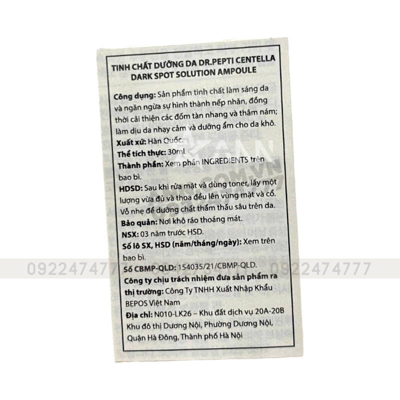Đánh giá serum Dr.Pepti Hàn Quốc Chiết Xuất Rau Má Centella Dark Spot Solution Ampoule 30ml 7 Đánh giá serum Dr.Pepti Hàn Quốc Chiết Xuất Rau Má Centella Dark Spot Solution Ampoule 30ml
