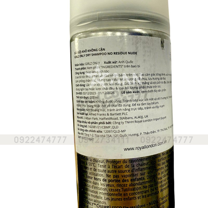 Dầu Gội Khô Girlz Only Màu Xám 200ml - Dầu Gội Khô Cho Da Đầu Nhạy Cảm 10 Dầu Gội Khô Girlz Only Màu Xám 200ml - Dầu Gội Khô Cho Da Đầu Nhạy Cảm