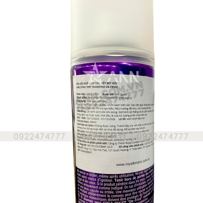 Dầu Gội Khô Girlz Only Màu Tím 200ml - Dầu Gội Khô Hương Nho 10 Dầu Gội Khô Girlz Only Màu Tím 200ml - Dầu Gội Khô Hương Nho