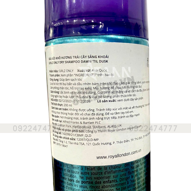 Bảng giá sỉ dầu Gội Khô Girlz Only Anh Quốc 200ml Nhiều Mùi Hương 30 Bảng giá sỉ dầu Gội Khô Girlz Only Anh Quốc 200ml Nhiều Mùi Hương
