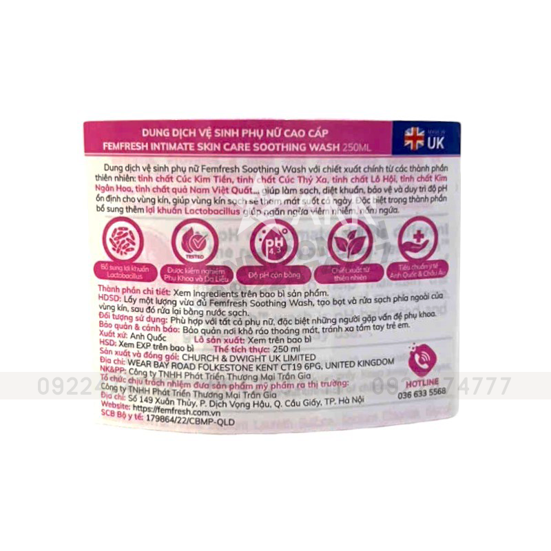 Dung Dịch Vệ Sinh Phụ Nữ Femfresh Soothing Wash Màu Hồng - Dành Cho Da Nhạy Cảm 250ml 7 Dung Dịch Vệ Sinh Phụ Nữ Femfresh Soothing Wash Màu Hồng - Dành Cho Da Nhạy Cảm 250ml