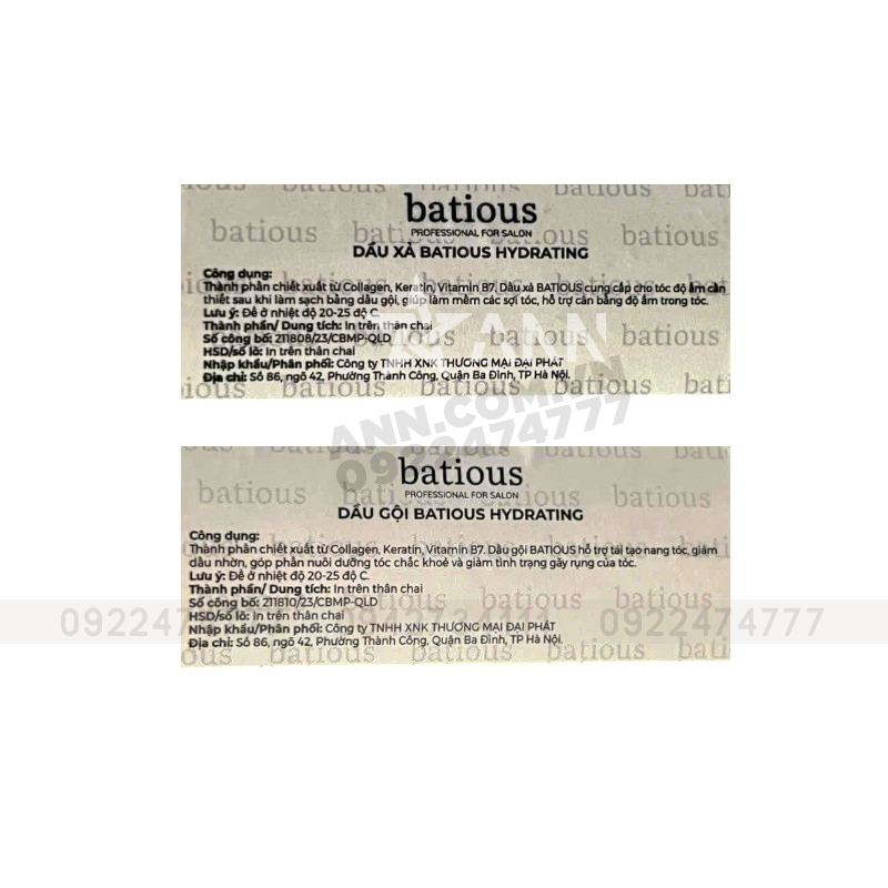 Combo Dầu Gội Xả Batious Hydrating Shampoo Màu Trắng - Dành Cho Tóc Khô Xơ 500ml 9 Combo Dầu Gội Xả Batious Hydrating Shampoo Màu Trắng - Dành Cho Tóc Khô Xơ 500ml