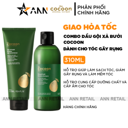 Combo Dầu Gội Xả Bưởi Cocoon Hỗ Trợ Tóc Gãy Rụng 310ml - CBDGXB
