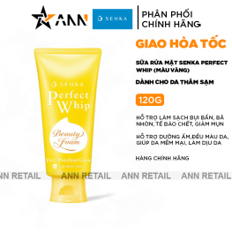 Sữa Rửa Mặt Senka Perfect Whip Vitamin C Màu Vàng Sáng Mịn Mờ Thâm 100g - 4550516705464
