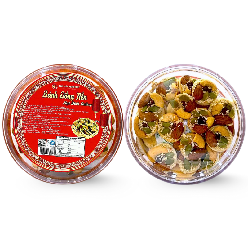 Hộp Bánh Đồng Tiền Ngũ Vị Hạt Hộp Tròn 430G Hộp Quà Tết 2026 7 Hộp Bánh Đồng Tiền Ngũ Vị Hạt Hộp Tròn 430G Hộp Quà Tết 2026