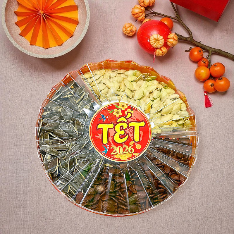 Set Hộp Mix Hạt 3 Vị (Hạt Dưa, Hạt Hướng Dương, Hạt Bí Trắng) Sun Khía 3 Ngăn 300G Hộp Tết 8 Set Hộp Mix Hạt 3 Vị (Hạt Dưa, Hạt Hướng Dương, Hạt Bí Trắng) Sun Khía 3 Ngăn 300G Hộp Tết