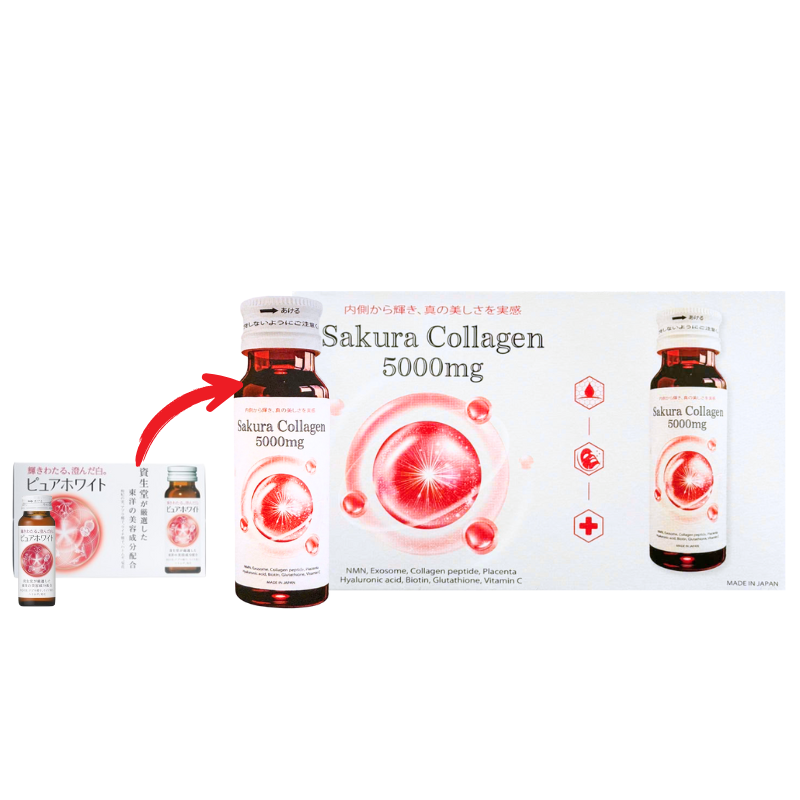 Nước Uống Sakura Bổ Sung Collagen 500ml Hỗ Trợ Làm Đẹp Làn Da - Hộp 10 Lọ 7 Nước Uống Sakura Bổ Sung Collagen 500ml Hỗ Trợ Làm Đẹp Làn Da - Hộp 10 Lọ