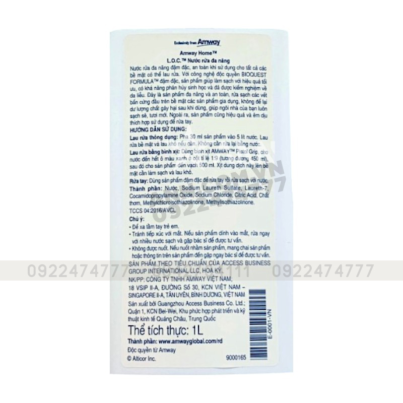 Nước Tẩy Rửa Đa Năng L.O.C Amway Home Dung Tích 1 Lít Chính Hãng 6 Nước Tẩy Rửa Đa Năng L.O.C Amway Home Dung Tích 1 Lít Chính Hãng