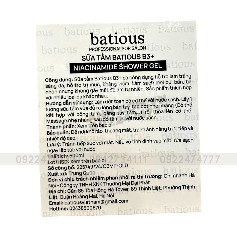 Sữa Tắm Trắng Da Batious Hương Nước Hoa 500ml - Tặng Set Gội Xả Batious Mini 7 Sữa Tắm Trắng Da Batious Hương Nước Hoa 500ml - Tặng Set Gội Xả Batious Mini