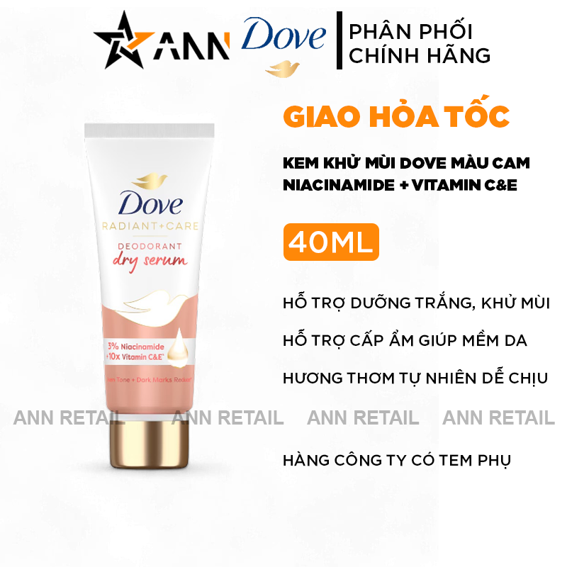 25822_1_20241126101932-1.png Kem Khử Mùi Dưỡng Trắng Dove 3% Niacinamide + 10x Vitamin C&E Tuýp Màu Cam 40ml - 4800888210418