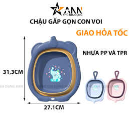 Chậu Gấp Gọn Hình Con Voi - Chậu Rửa Mặt Gấp Gọn Bằng Nhưa An Toàn Cho Bé 31,3×27,1×8,8cm - CRMCV
