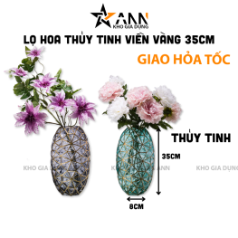 Bình Hoa Thủy Tinh - Lọ Hoa Viền Vàng Sang Trọng 35x8cm - LHTT02