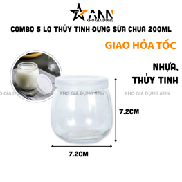 Combo 5 Lọ Thủy Tinh Đựng Sữa Chua - Hủ Sữa Chua Béo Ú 200ml - LTTDSC5