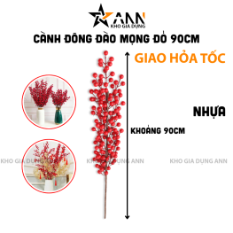 1 Cành Đông Đào 12 Nhánh Trái Mọng Đỏ Dài 90cm - CDDMD