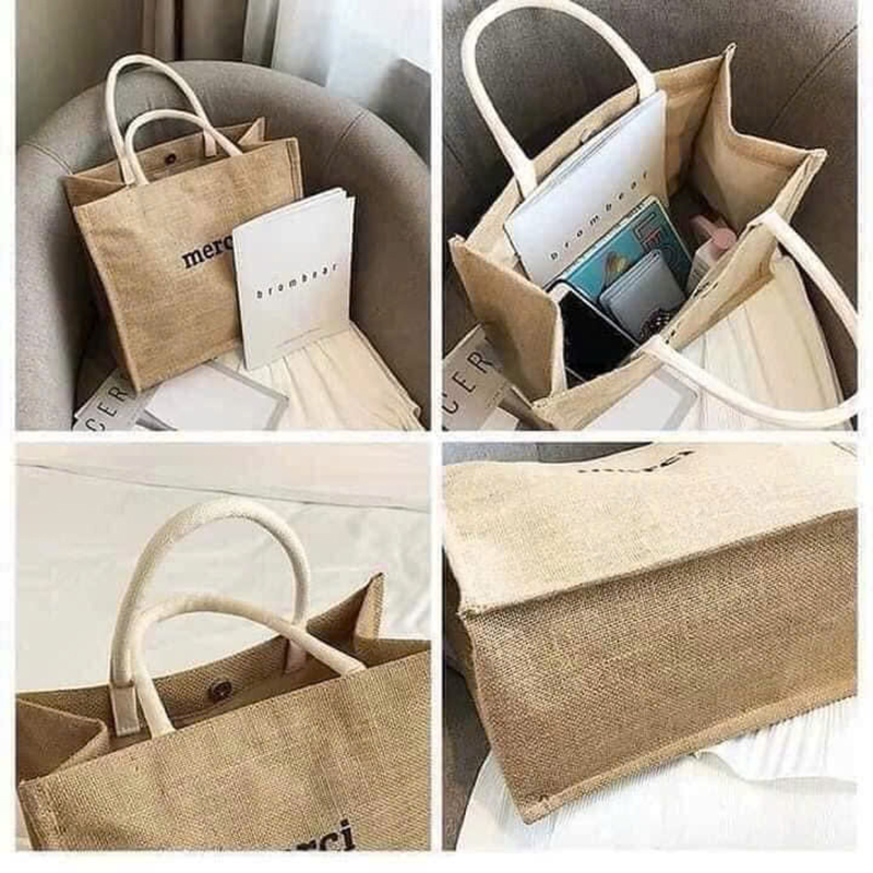 25975_z6225748976050-ef84790e9e78371017b163b2517c5540_20250117141158-13.jpg Túi Cói Merci - Túi Xách In Chữ Đơn Giản 36x31x19cm - TCHTDG02