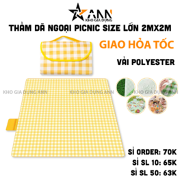 Thảm Dã Ngoại Picnic Size Lớn - Thảm Bạt Caro Chống Thấm Nước 2x2m - TDN01