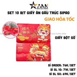 Set 10 Bịt Giấy Ăn Gấu Trúc Sipao - Túi Khăn Giấy Rút Treo Tường Đa Năng - KGR03