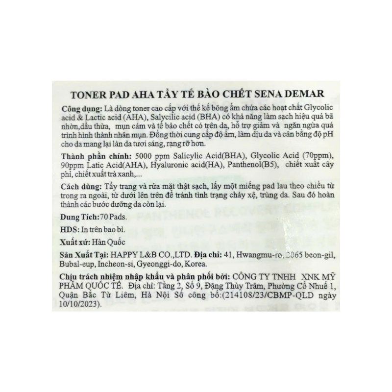 Đánh giá toner Pad Aha Tẩy Tế Bào Chết Sena Demar Chính Hãng 150ml 8 Đánh giá toner Pad Aha Tẩy Tế Bào Chết Sena Demar Chính Hãng 150ml