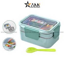 Hợp Cơm Giữ Nhiệt Inox 2 Tầng Cao Cấp Kèm Muỗng - HDCI2T01