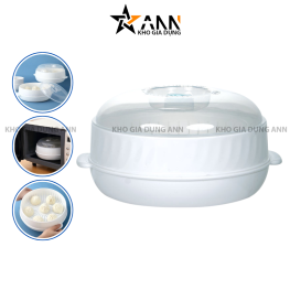 Bộ Khay Hấp Lò Vi Sóng 3 Lớp Việt Nhật - Khay Hấp Đồ Lò Vi Sóng Cao Cấp 25x12.5cm - BKHLVS01
