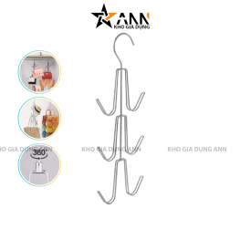 Móc Treo 3 tầng Inox - Móc Iinox Máng Túi, Mũ, Vật Dụng Cá Nhân Xoay 360 Độ Cao Cấp - MT3T01