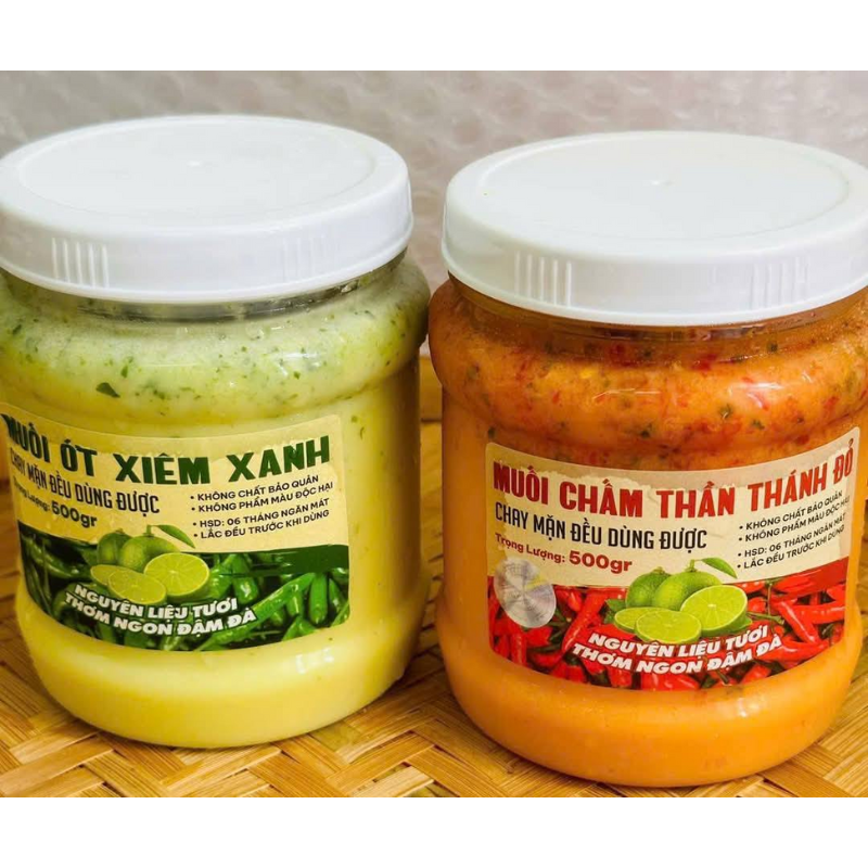 26425_6_20250610114956-4.png Set 2 Hộp Muối Chấm Thơm Ngon 500g - Muối Chấm Thần Thánh Đỏ & Muối Ớt Xiêm Xanh - S2HMC500G