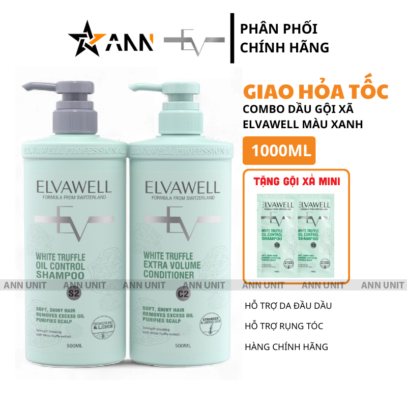 26477_3_20250716155133-2.png Combo Dầu Gội Xả Elvawell Màu Xanh Nấm Truffle 1000ml Hỗ Trợ Tóc Sạch Dầu Bết - ELVAWELLXANH