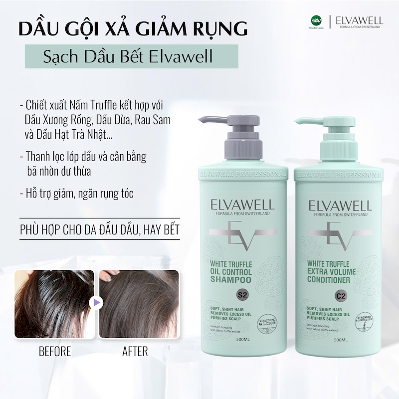 Sỉ combo Dầu Gội Xả Elvawell Màu Xanh Nấm Truffle 1000ml Hỗ Trợ Tóc Sạch Dầu Bết 8 Sỉ combo Dầu Gội Xả Elvawell Màu Xanh Nấm Truffle 1000ml Hỗ Trợ Tóc Sạch Dầu Bết