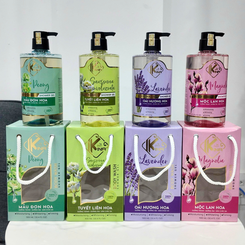 26499_38_20250729093724-1.png Sữa Tắm Kina Hương Nước Hoa Oải Hương 900ml - Hỗ Trợ Cấp Ẩm Dưỡng Sáng Da Mịn Màng - Tặng Kèm 1 Bông Tắm - 8938527651264