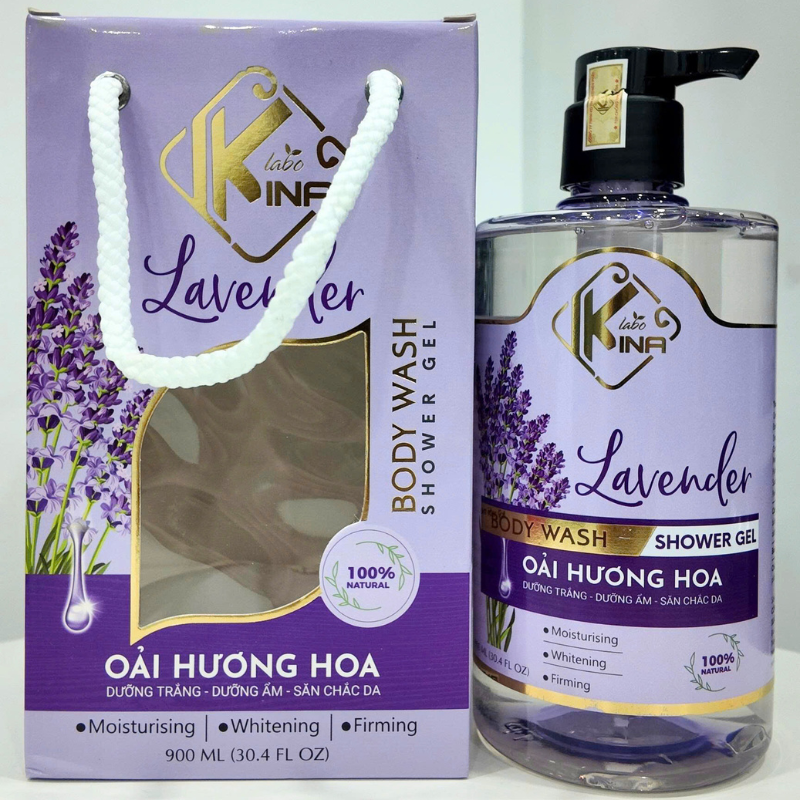 26499_40_20250729093725-1.png Sữa Tắm Kina Hương Nước Hoa Oải Hương 900ml - Hỗ Trợ Cấp Ẩm Dưỡng Sáng Da Mịn Màng - Tặng Kèm 1 Bông Tắm - 8938527651264