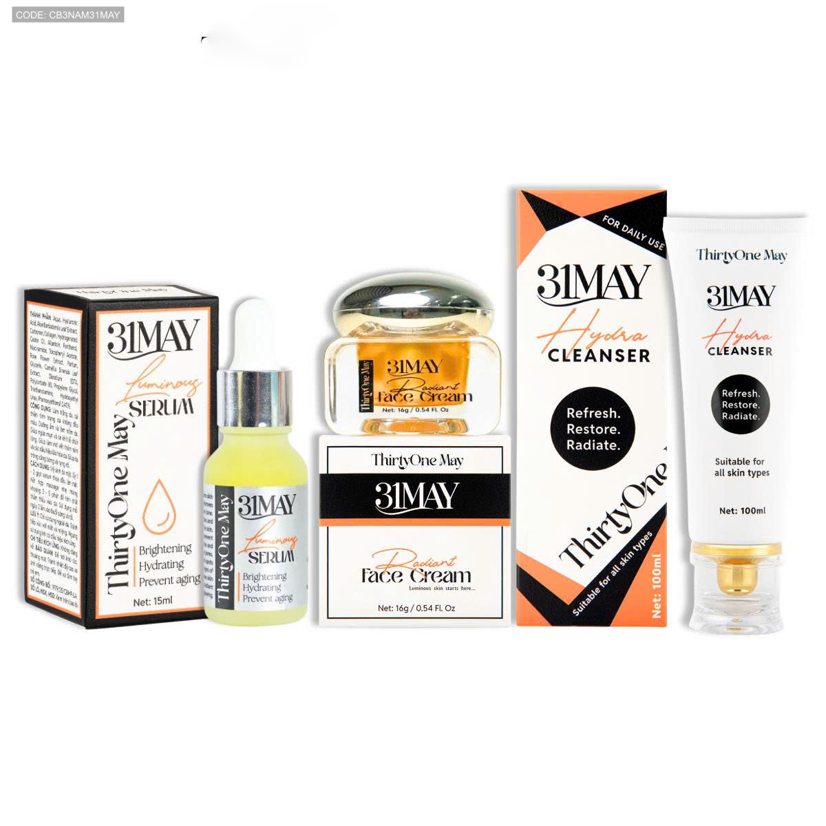 26563_z7096111951787-807fe810fe0713d58658f7d06c41ea40_20251008222409-1.png Combo Kem Nám 31may 16g & Serum Cang Bóng 31may Acnidrop 10ml & Sữa Rửa Mặt 31may Hydra Cleanser 100ml - Mỹ Phẩm Thirty One May - CB3NAM31MAY