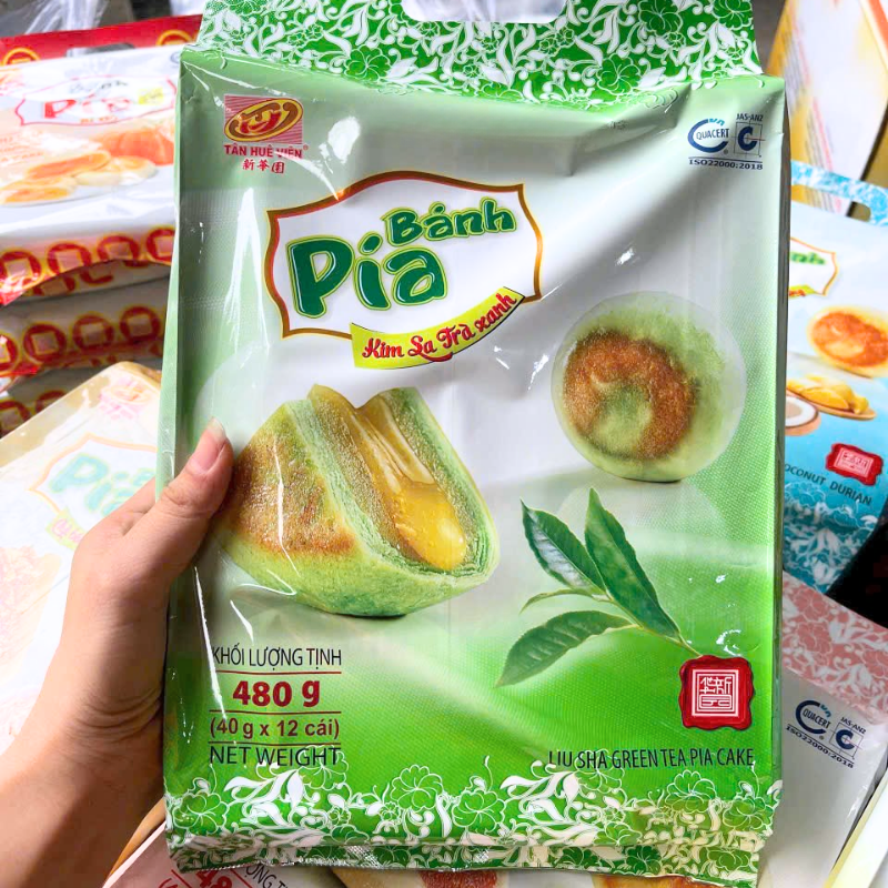 Sỉ bánh Pía Kim Sa Trà Xanh Tân Huê Viên Thơm Ngon 480g (40g x 12 cái) 6 Sỉ bánh Pía Kim Sa Trà Xanh Tân Huê Viên Thơm Ngon 480g (40g x 12 cái)