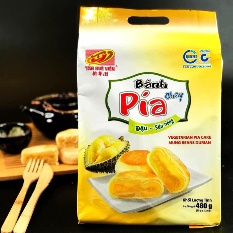 Bánh Pía Chay Đậu Sầu Riêng Tân Huê Viên Thơm Ngon 480g (40g x 12 cái) 6 Bánh Pía Chay Đậu Sầu Riêng Tân Huê Viên Thơm Ngon 480g (40g x 12 cái)