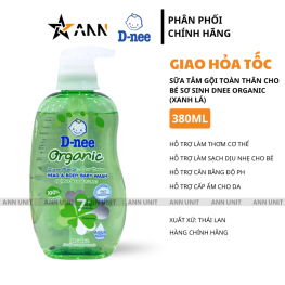 Sữa Tắm Gội Toàn Thân Cho Bé Sơ Sinh Dnee Organic Màu Xanh Lá 380ml - 8851989061849