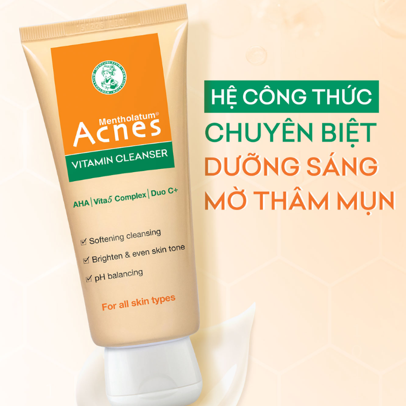 26702_20_20250905144717-1.png Sữa Rửa Mặt Mentholatum Acnes Vitamin Cleanser 100g - Sữa Rửa Mặt Acnes Dành Cho Da Thâm Mờ Thâm Sẹo - 8935006532663