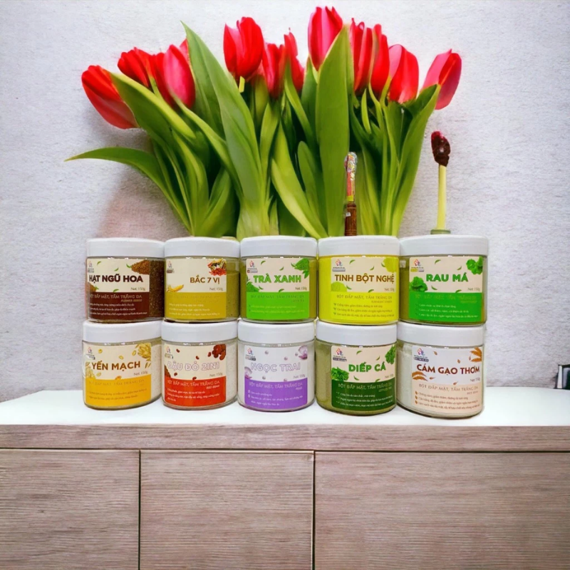 Bột Đắp Mặt Tắm Trắng Da Trà Xanh Nguyên Chất T&T Beauty 150g/Hộp 5 Bột Đắp Mặt Tắm Trắng Da Trà Xanh Nguyên Chất T&T Beauty 150g/Hộp