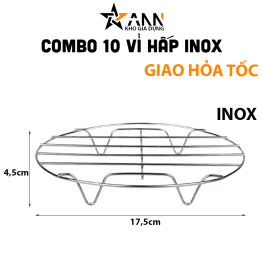 Combo 10 Vỉ Hấp Inox Không Gỉ Đa Năng 4 Chân Dùng Lót Đáy Nồi - Vỉ Hấp Inox Hấp Bánh Bao 4.5x17.5cm - CB10VH01