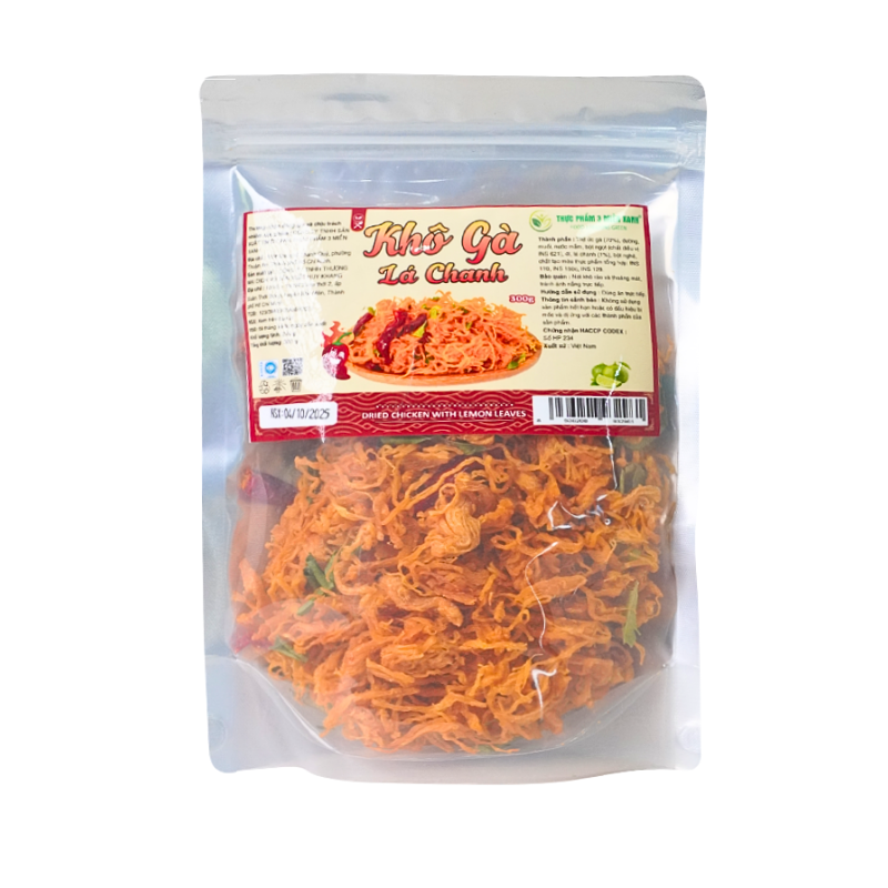 Khô Gà Lá Chanh 300g Thơm Ngon Túi Zip 6 Khô Gà Lá Chanh 300g Thơm Ngon Túi Zip