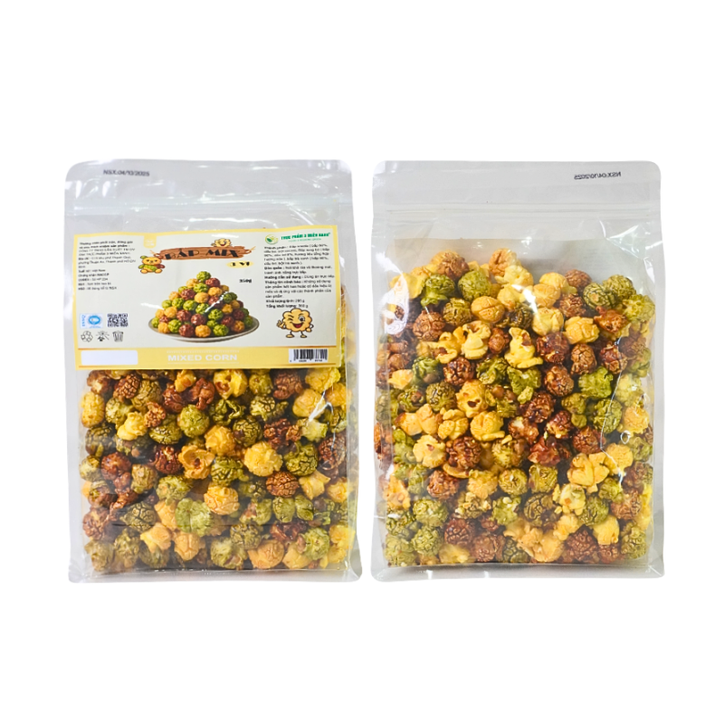 Bắp Mix 3 Vị 350g Thơm Ngon Túi Zip 6 Bắp Mix 3 Vị 350g Thơm Ngon Túi Zip