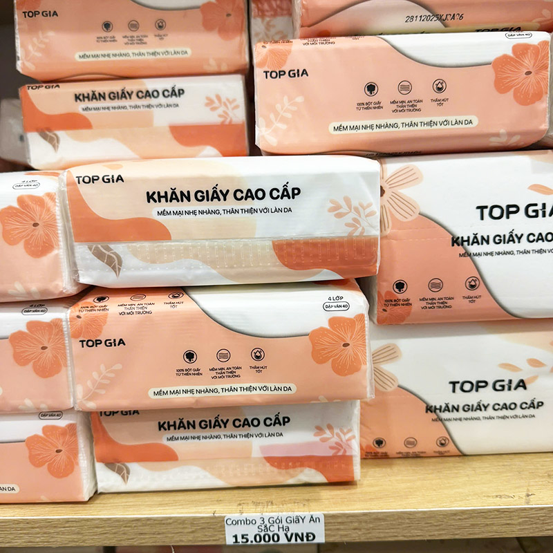 Thùng 16 Gói Khăn Ăn Top Gia - Khăn Giấy Ăn Sắc Hạ 240 tờ x 4 lớp 13 Thùng 16 Gói Khăn Ăn Top Gia - Khăn Giấy Ăn Sắc Hạ 240 tờ x 4 lớp