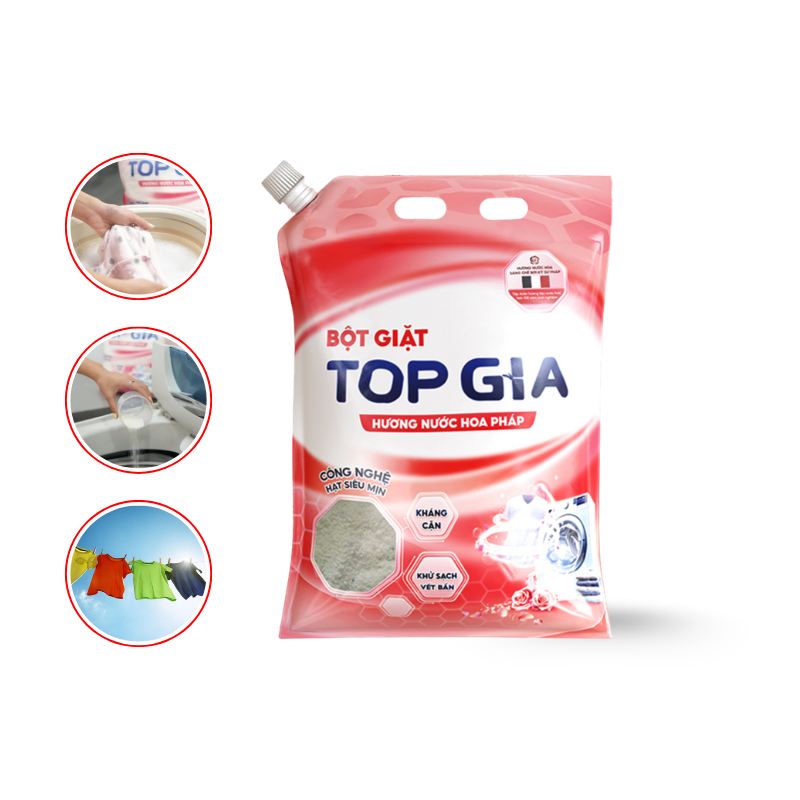 Bột Giặt Quần Áo Top Gia 3.3kg Hương Nước Hoa Pháp 10 Bột Giặt Quần Áo Top Gia 3.3kg Hương Nước Hoa Pháp