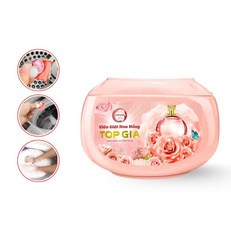 Sỉ viên Giặt Top Gia Hương Hoa Hồng - Hộp 40 Viên Giặt Quần Áo 12 Sỉ viên Giặt Top Gia Hương Hoa Hồng - Hộp 40 Viên Giặt Quần Áo