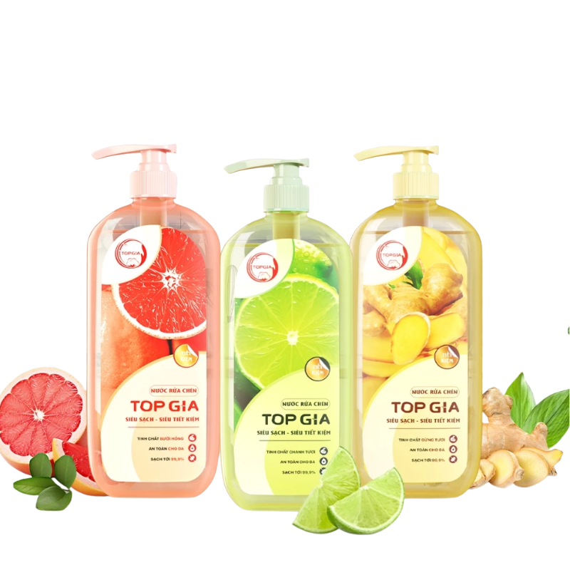 Combo 3 Chai Nước Rửa Chén Top Gia Hương Chanh Tươi - Hương Gừng- Hương Bưởi Hồng 1kg/chai 16 Combo 3 Chai Nước Rửa Chén Top Gia Hương Chanh Tươi - Hương Gừng- Hương Bưởi Hồng 1kg/chai