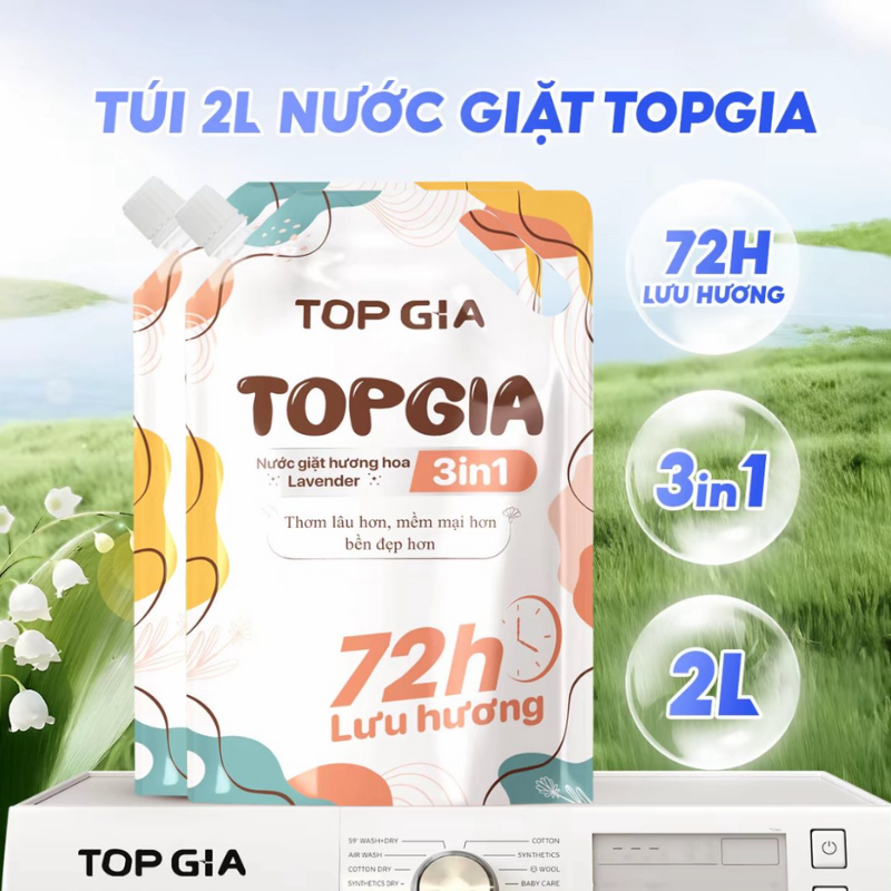 26897_2_20251016165822-1.png Combo 2 Túi Nước Giặt Xả Top Gia Hương Lavender 3in1 Dịu Nhẹ 2L/Túi - NGXQA01