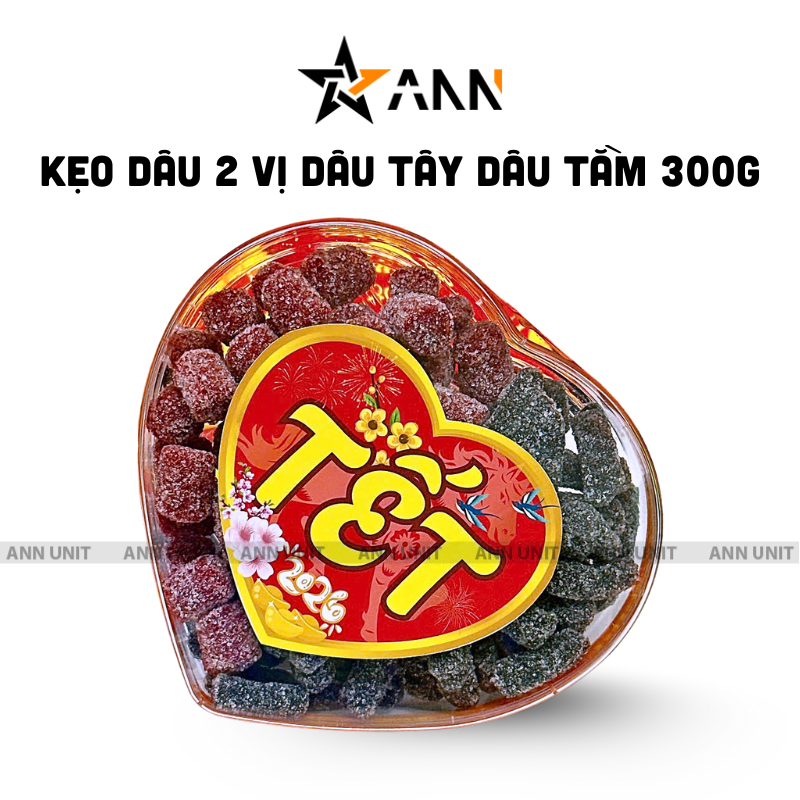 Kẹo Dâu 2 Vị (Dâu Tây, Dâu Tằm) 300g Hộp Trái Tim 1 Kẹo Dâu 2 Vị (Dâu Tây, Dâu Tằm) 300g Hộp Trái Tim